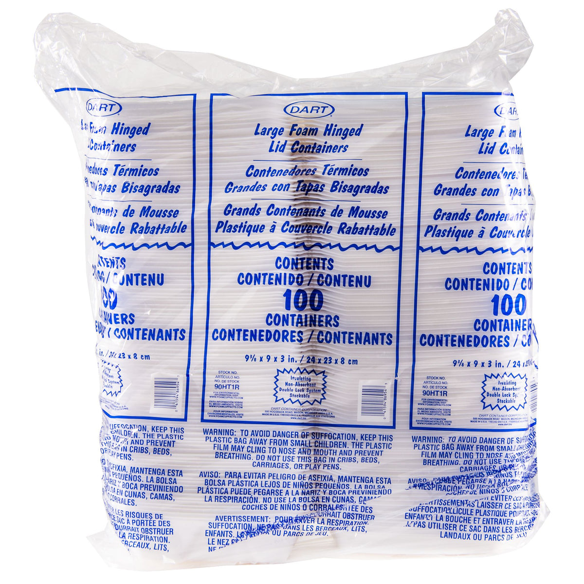 Dart 9 in White XPS Foam Containers, 200 Count – 90HT1R