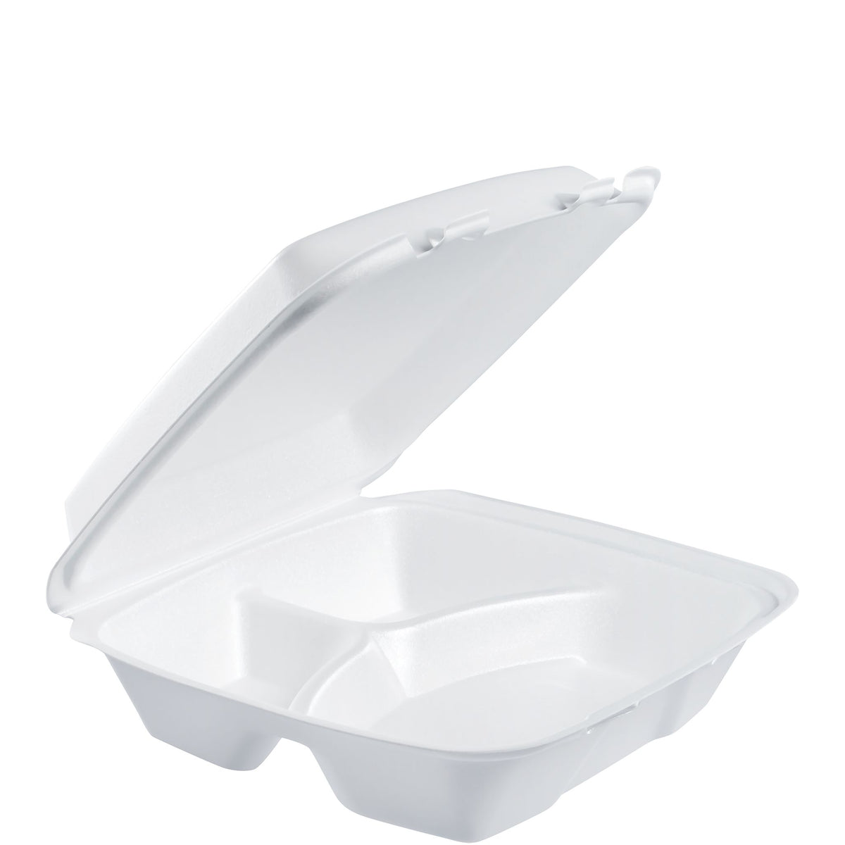 Dart 9 in White XPS Foam 3-Compartment Containers, 200 Count – 90HT3R
