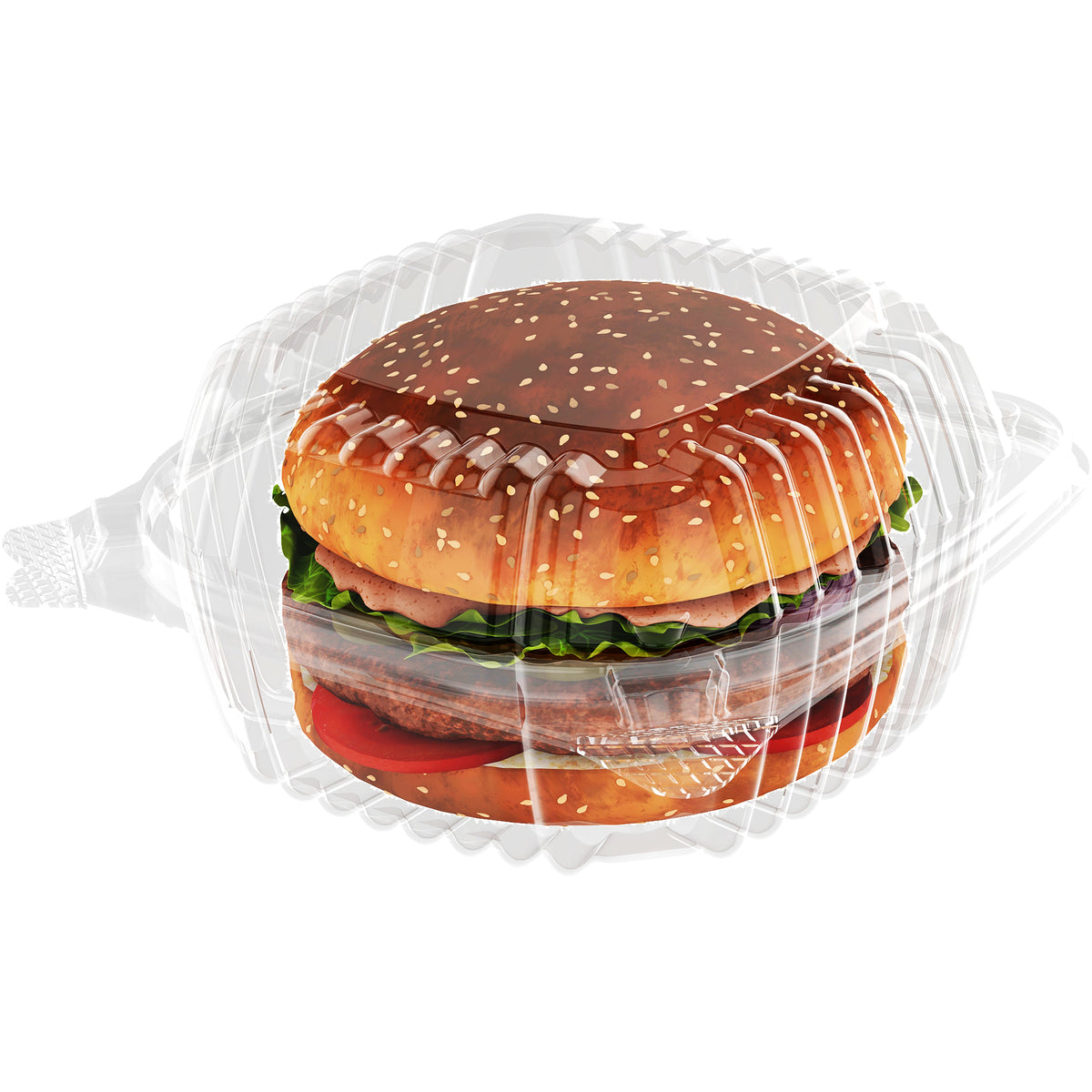 DURAMEG square clamshell container with burger