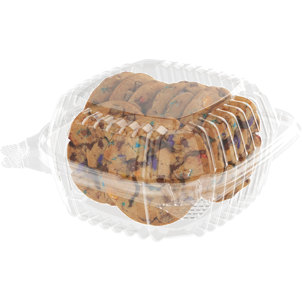 Clear hinged-lid container for cookies