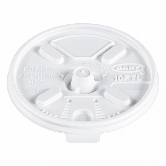 Dart 10 oz White HIPS Plastic Plastic Lift 'n' Lock Lids, 1,000 Count – 10FTL