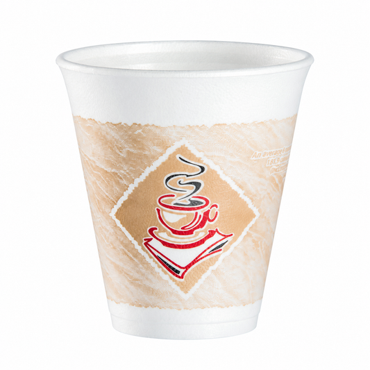 Dart 12 oz Stock Printed EPS Foam Cups - Café G® - Red, 1,000 Count – 12X16G