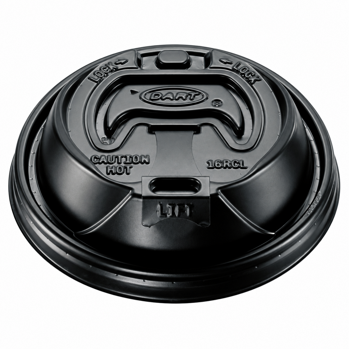 Dart 12-24 oz Black HIPS Plastic Optima® Reclosable Lids, 1,000 Count – 16RCLBLK