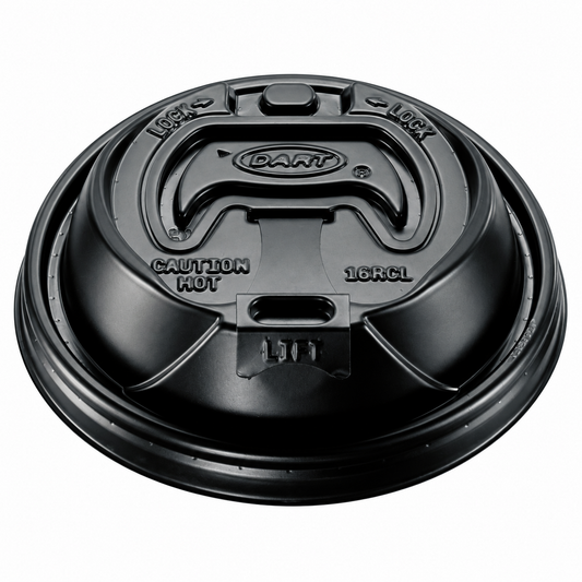Dart 12-24 oz Black HIPS Plastic Optima® Reclosable Lids, 1,000 Count – 16RCLBLK