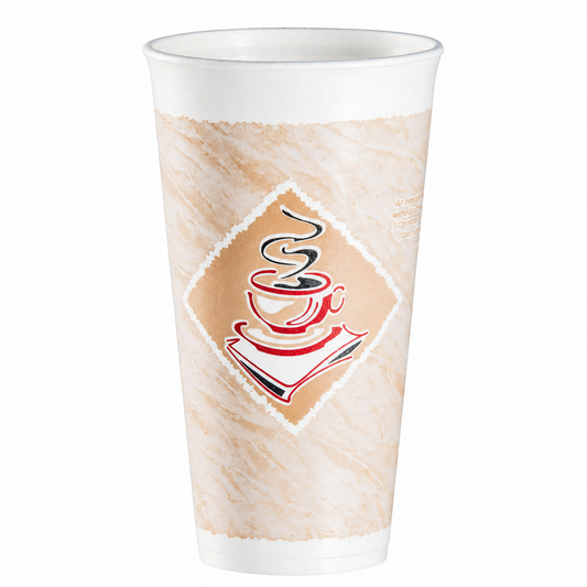 Dart 20 oz Stock Printed EPS Foam Cups - Café G® - Red, 500 Count – 20X16G
