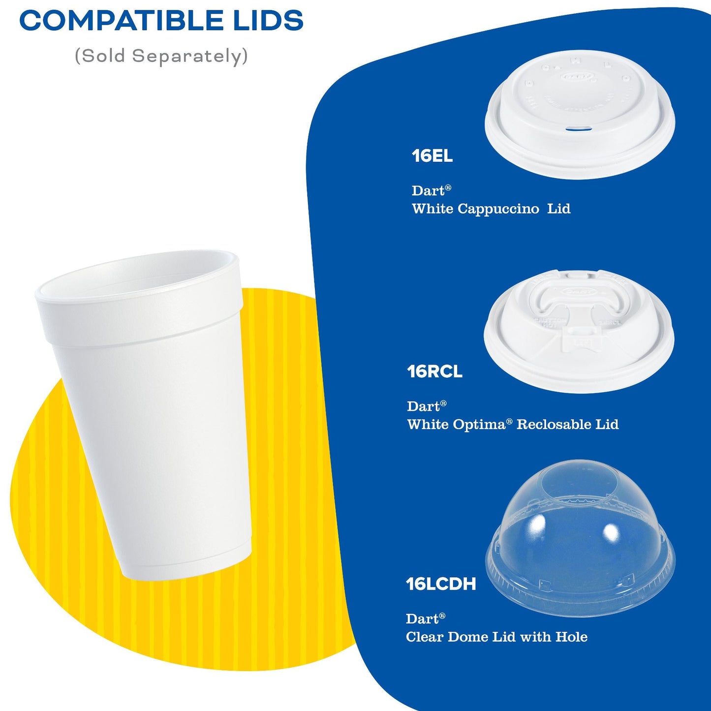 White Insulated Foam Cups 16 oz 1000 Count - Disposable J Cup® | Dart 16J16