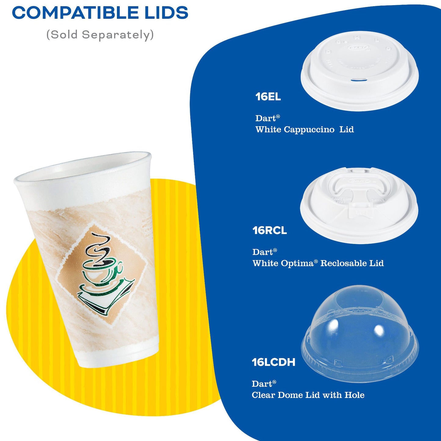 ThermoGlaze Insulated Foam Cups 16 oz 1000 Count - Disposable Café G® | Dart 16X16G