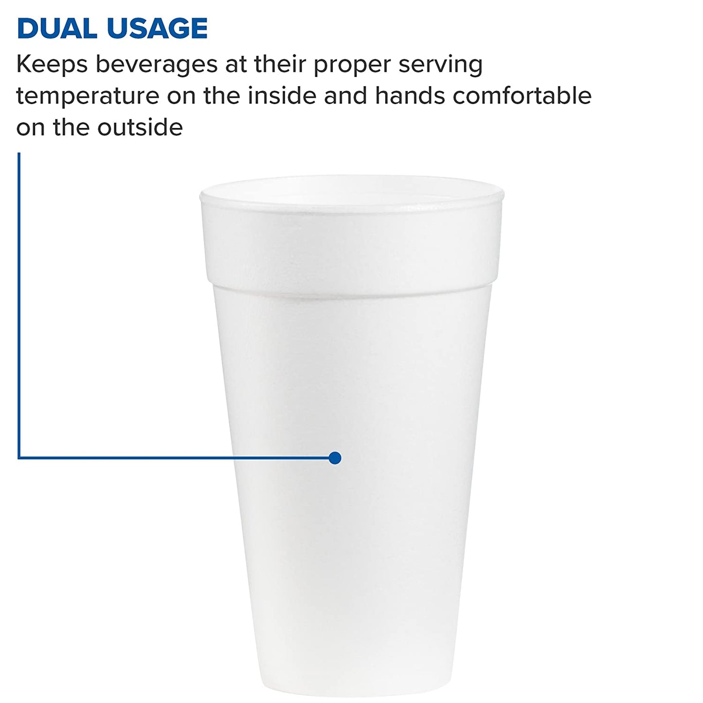 White Insulated Foam Cups 20 oz 500 Count - Disposable J Cup® | Dart 20J16