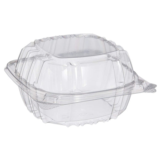 Clear Hinged Lid 6" Plastic Sandwich Containers (500 Pack) | Dart C57PST1 ClearSeal®