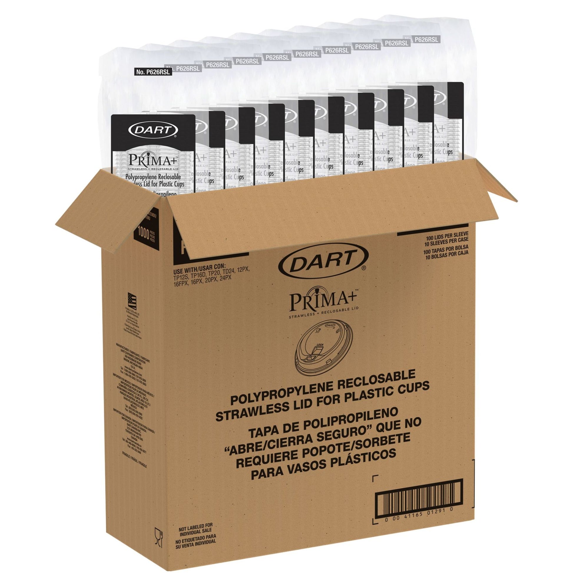 Solo Reclosable Strawless Lids for 12–26 oz Cups, 1000 Count – P626RSL – case packaging