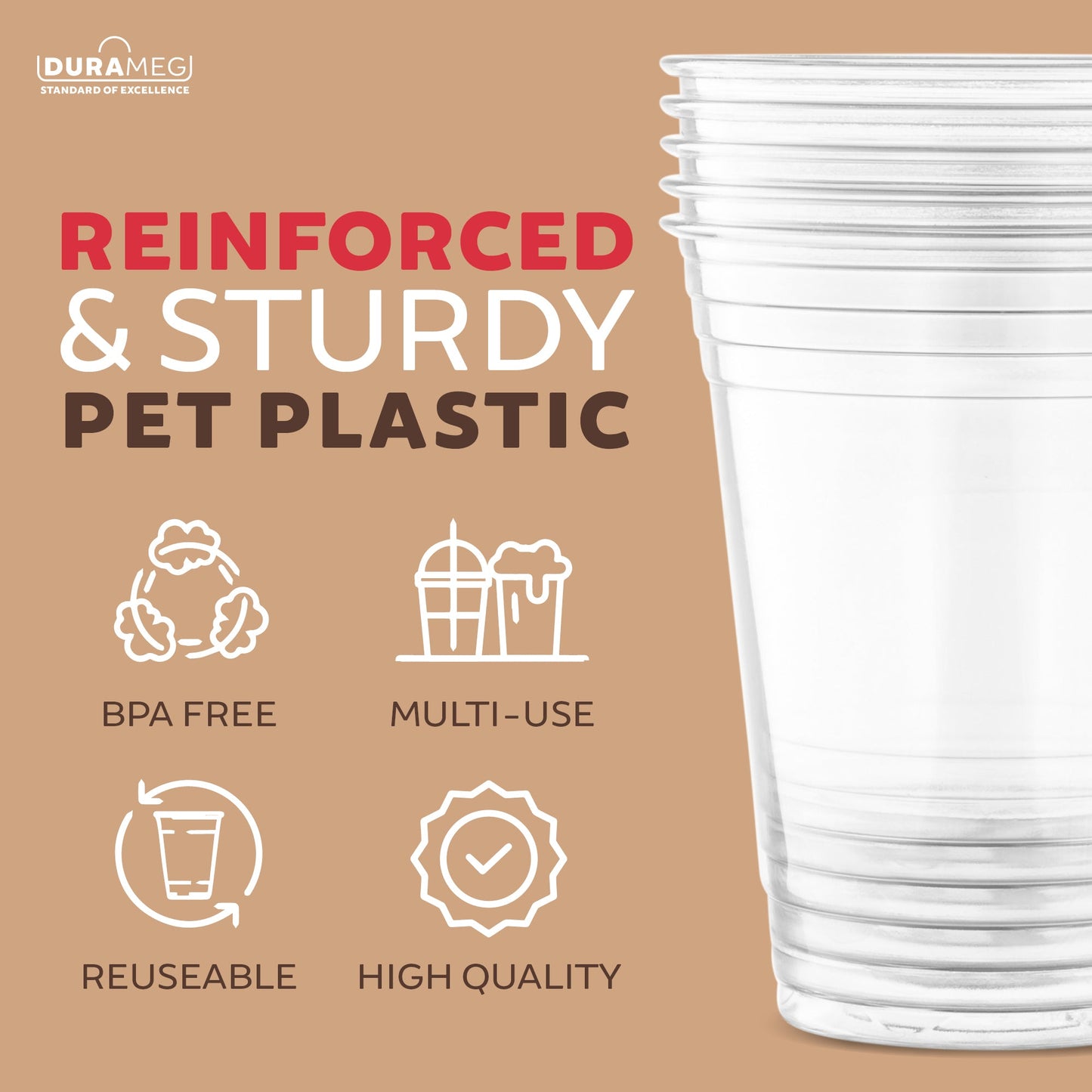 Large Party Plastic Cups 16 oz 100 Count - Crystal Clear Disposable Party Cups