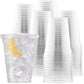 Large Party Plastic Cups with Straw-Slot Flat Lids 16 oz 100 Count - Crystal Clear Disposable Party Cups