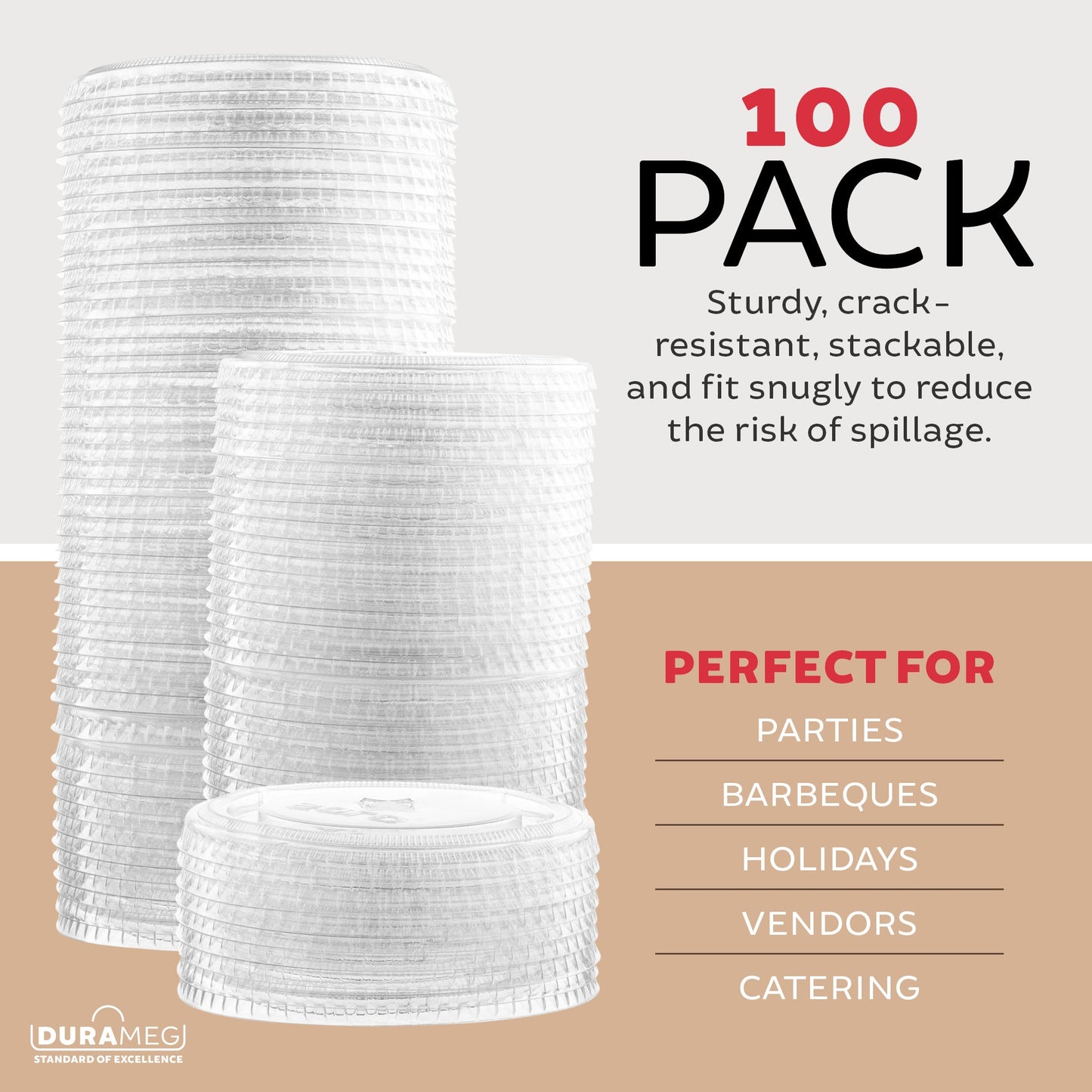 Large Party Plastic Cups with Straw-Slot Flat Lids 12 oz 100 Count - Crystal Clear Disposable Party Cups