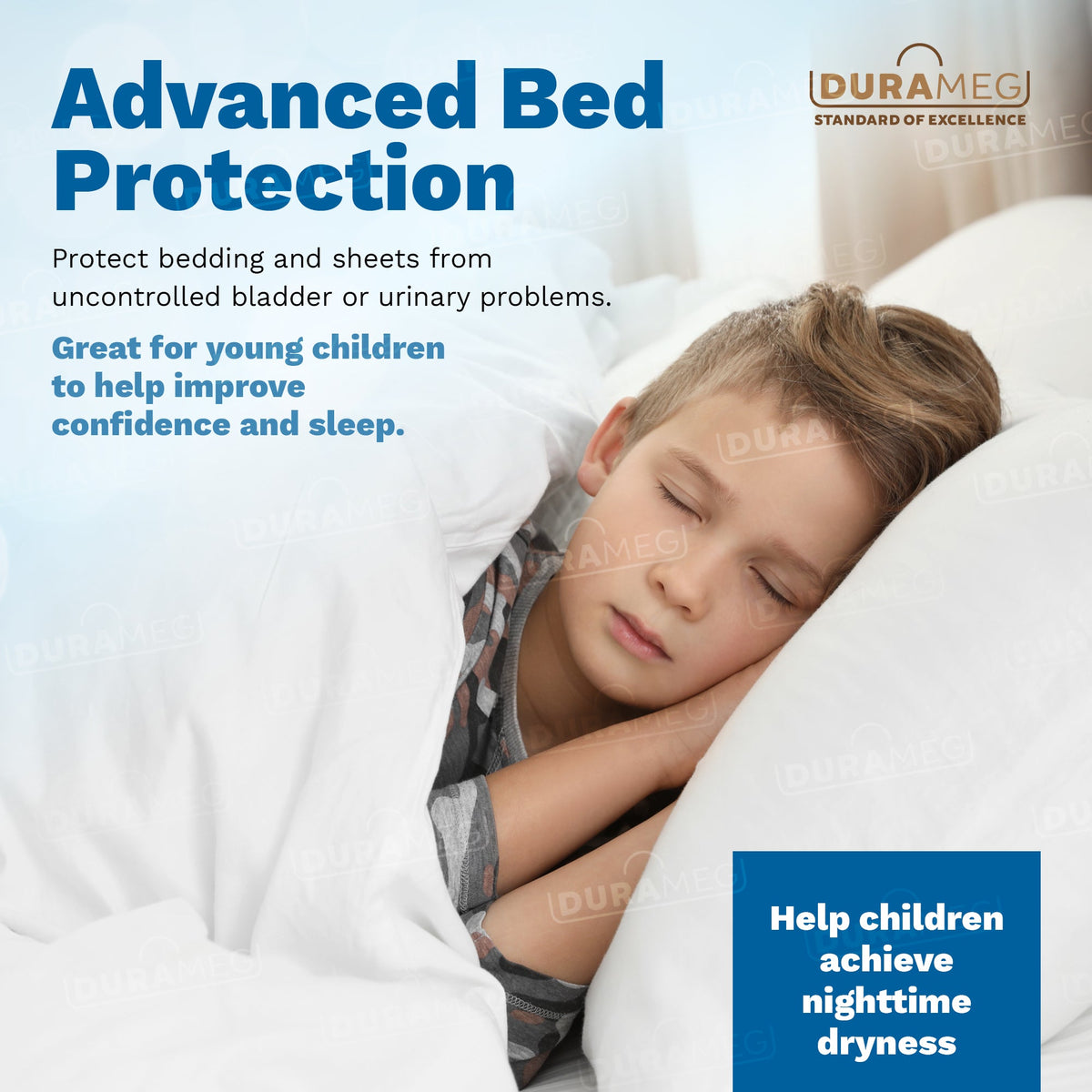 Absorbent DURAMEG chux bed pads for adult and senior incontinence care
