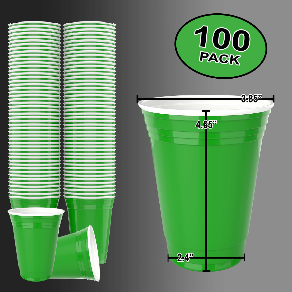 DURAMEG 16 oz Green Plastic Party Cups, 100 Count — product detail image 3