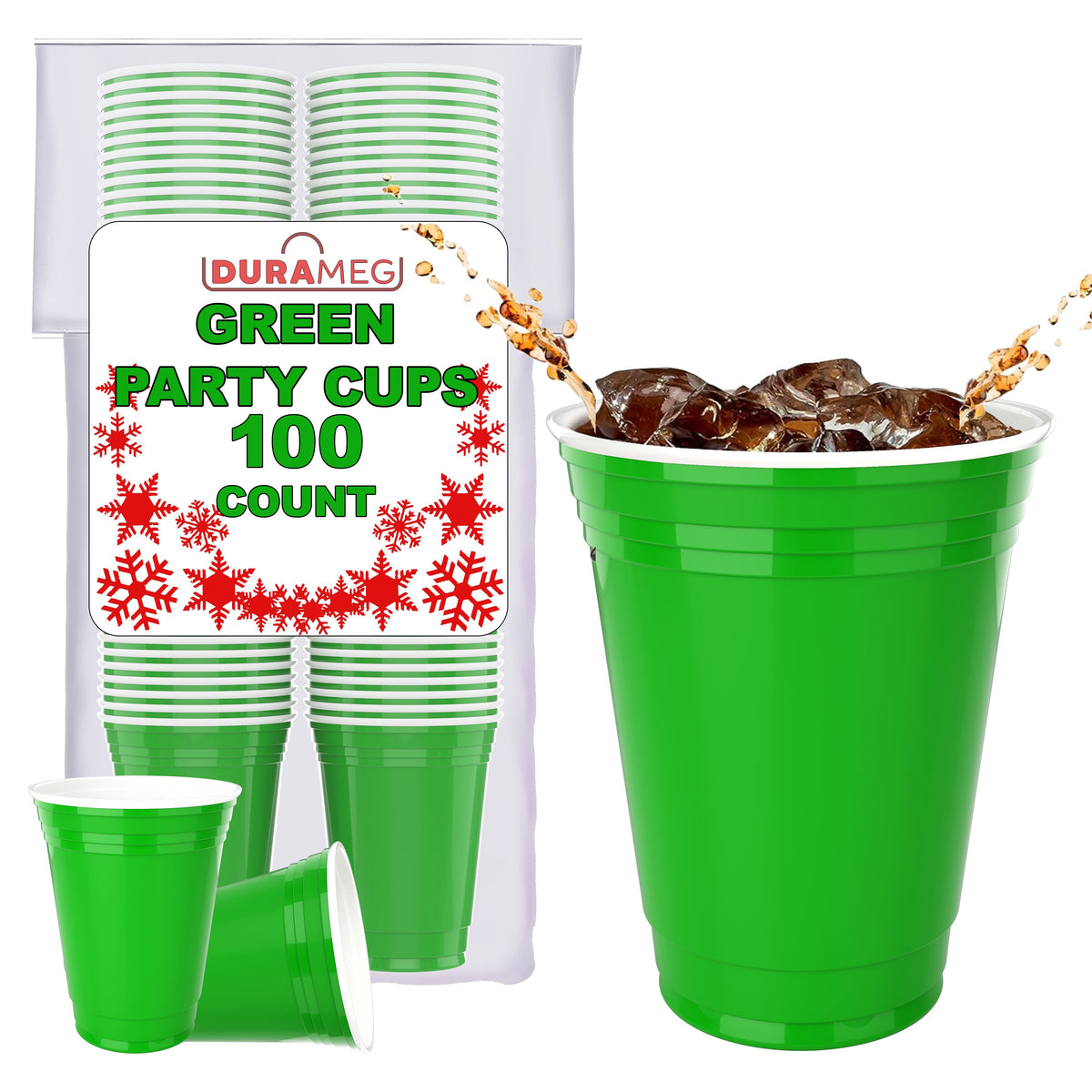 DURAMEG 16 oz Green Plastic Party Cups, 100 Count — main product image