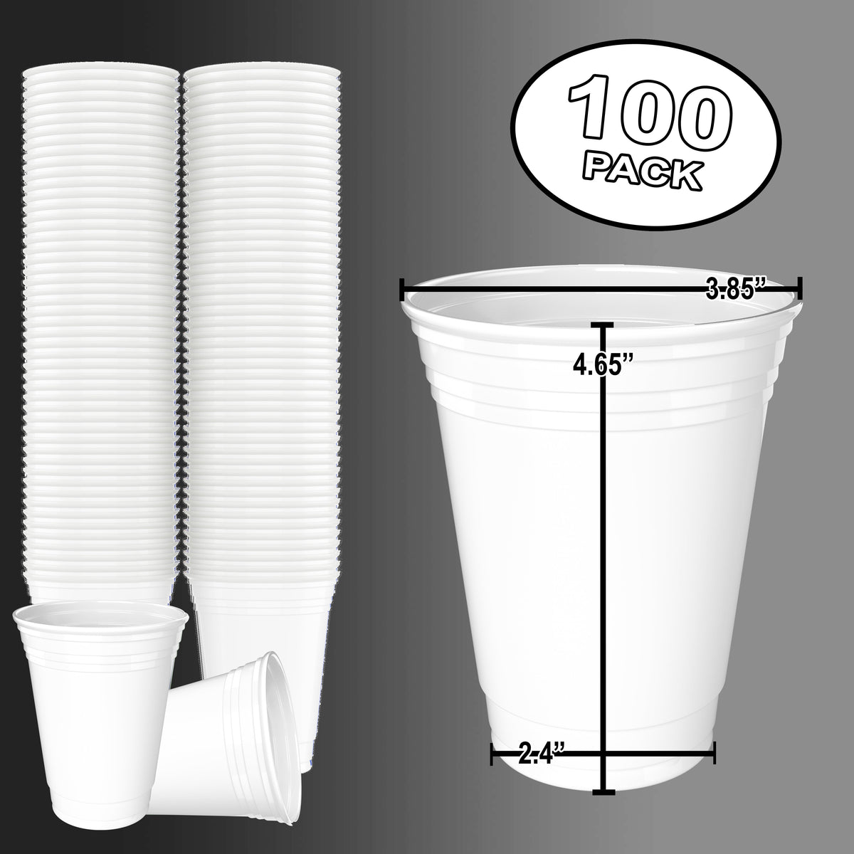 DURAMEG 16 oz White Plastic Party Cups, 100 Count — product detail image 4