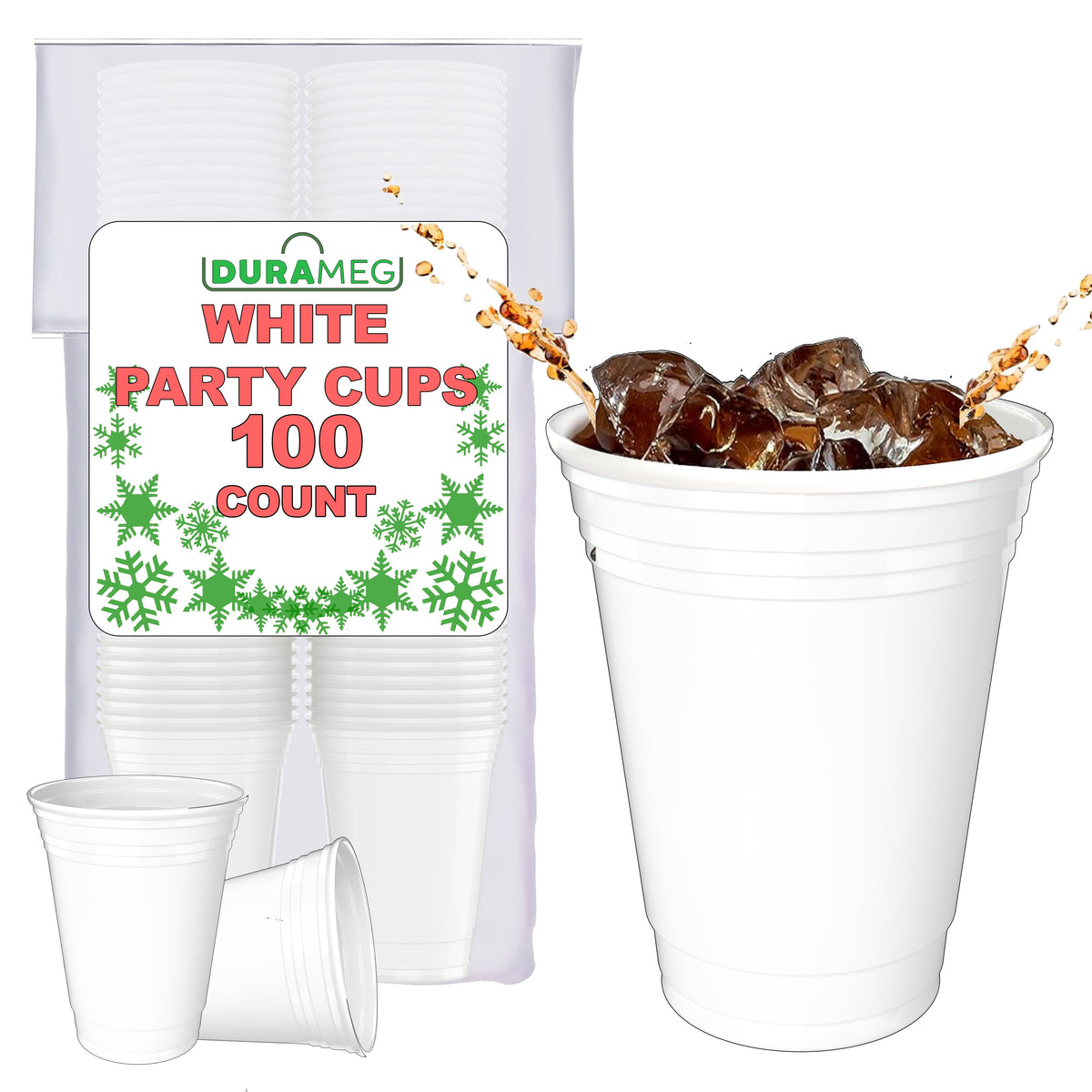 DURAMEG 16 oz White Plastic Party Cups, 100 Count — main product image