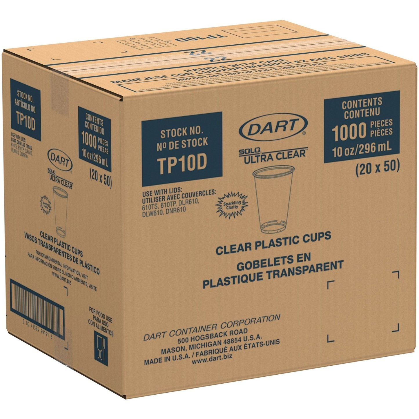 Clear PET Plastic Cold Cup 10 oz 1000 Count | Solo Ultra Clear TP10D