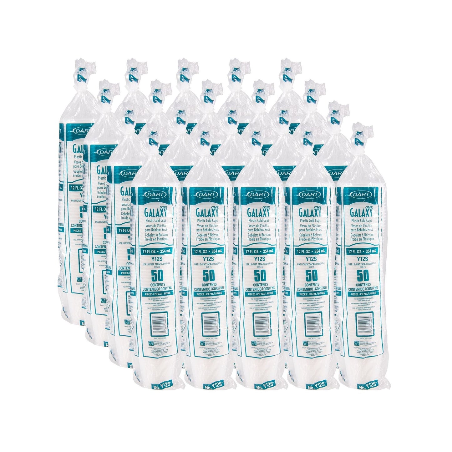 Translucent Plastic Cold Cup 12 oz 1000 Count - Disposable | Dart Conex Galaxy Y12S