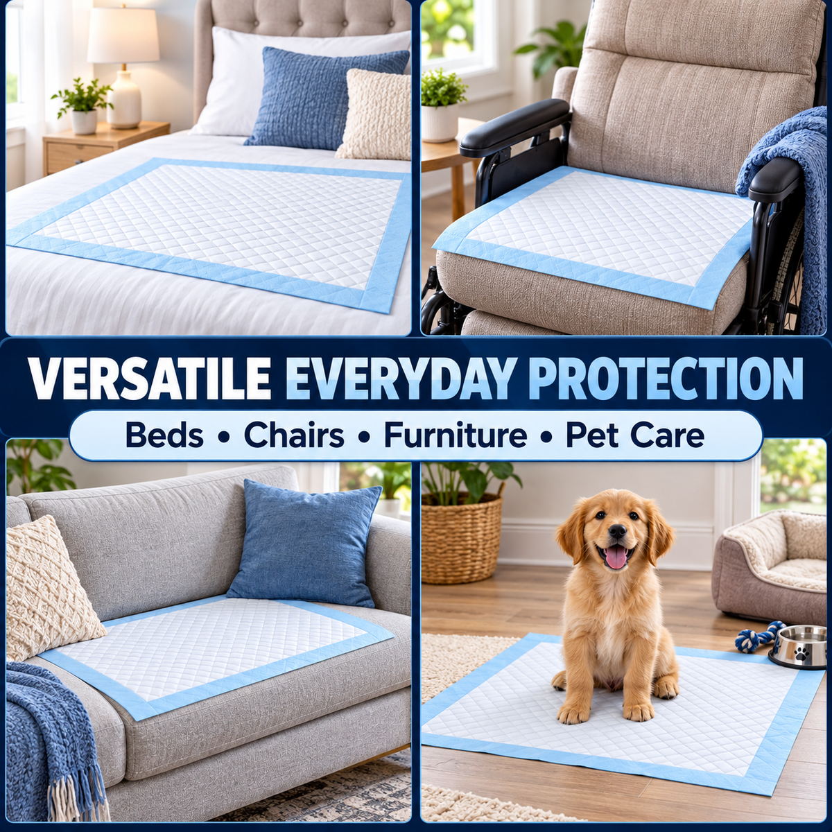DURAMEG disposable underpads for beds chairs furniture and pet care