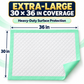 DURAMEG green heavy-duty disposable underpad 30x36 dimensions and coverage