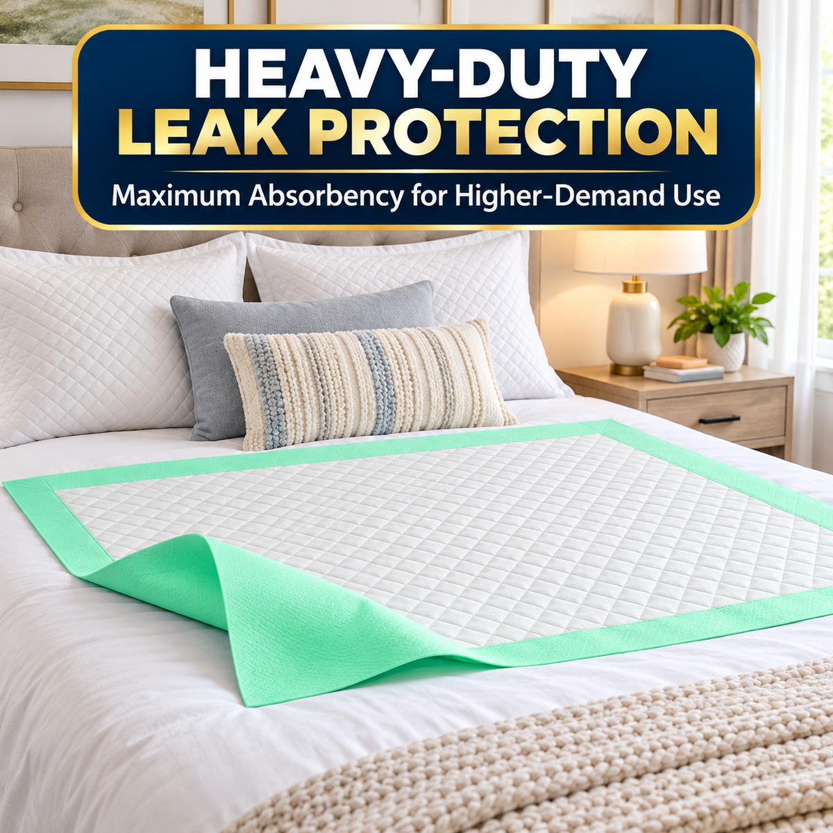 DURAMEG green 30x36 heavy-duty disposable bed pad for higher-demand protection