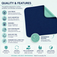 DURAMEG reusable absorbent underpad features including waterproof backing, quick absorption and washable design