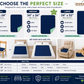 DURAMEG washable underpad size guide comparing 18 x 24, 34 x 36 and 34 x 52 inch pads