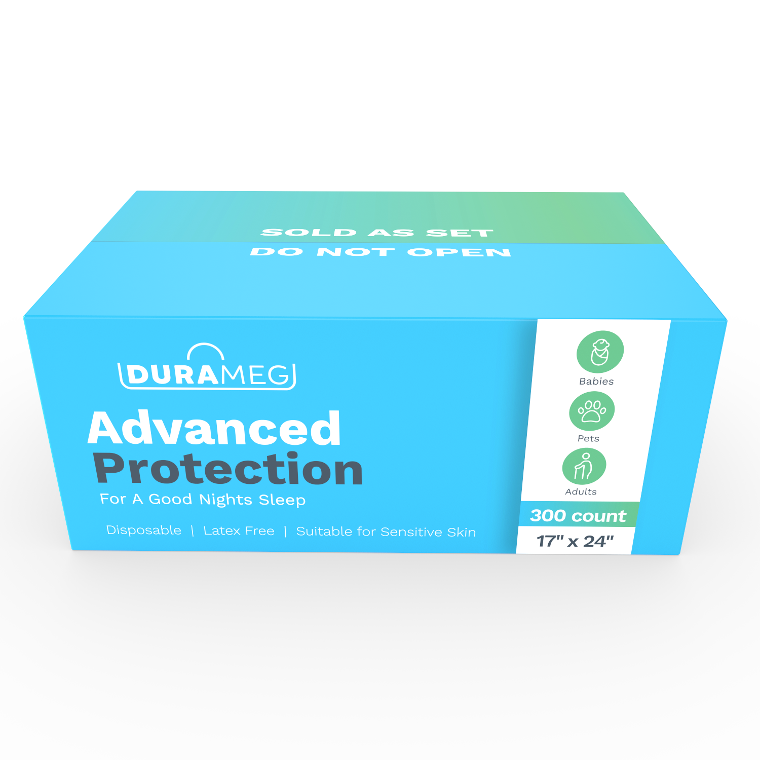 Durameg Chucks Pad Disposable Underpads 17x24 | [300 Pack] Incontinence Chux Pads